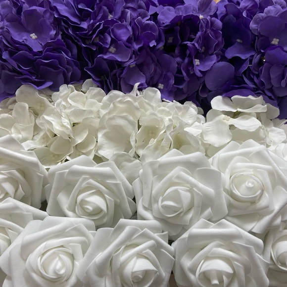 Custom White Roses & Hydrangeas Flower Mix Wedding Decor Various Color Options - Picture 7 of 14